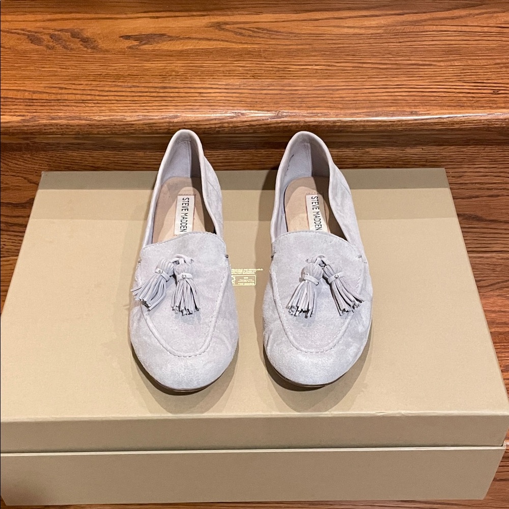 Steve Madden Light Gray Tassel Loafers